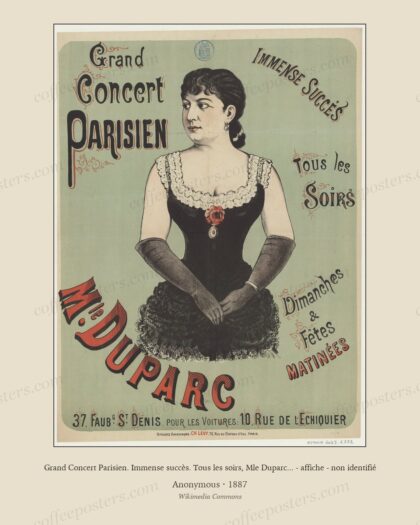 Grand Concert Parisien. Immense succès. Tous les soirs, Mle Duparc... - affiche - non identifié