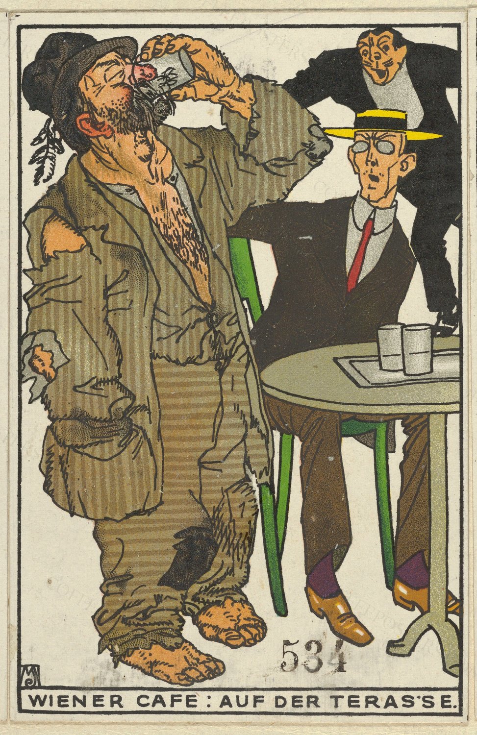 Wiener Café: Auf der Terasse by Moriz Jung / Wiener Werkstätte, 1911 — archival coffee print from Metropolitan Museum of Art, New York