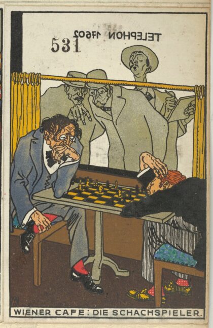 Wiener Café: Die Schachspieler by Moriz Jung / Wiener Werkstätte, 1911 — archival coffee print from Metropolitan Museum of Art, New York