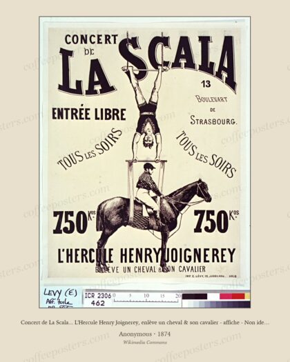 Concert de La Scala... L'Hercule Henry Joignerey, enlève un cheval & son cavalier - affiche - Non identifié by Anonymous