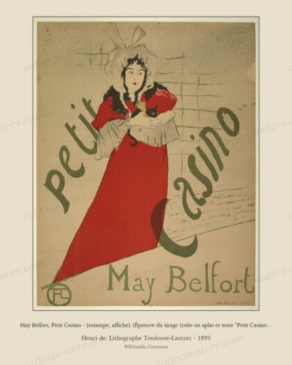 May Belfort, Petit Casino - (estampe, affiche) (Épreuve du tirage (robe en aplat et texte "Petit Casino, May Belfort"))