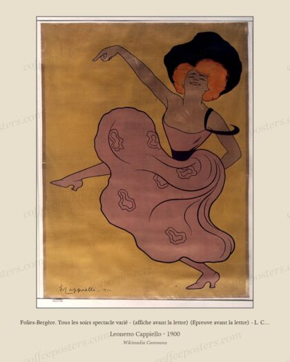 Folies-Bergère. Tous les soirs spectacle varié - (affiche avant la lettre) (Epreuve avant la lettre) - L. Cappiello 1900