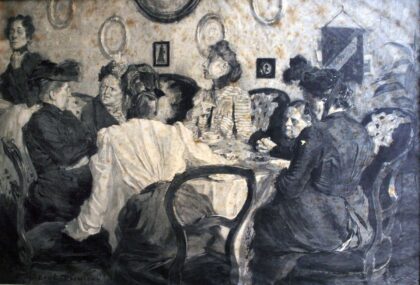 Kaffeeklatsch by René Reinicke, 1926 — archival coffee print from Wikimedia Commons (institutional source)
