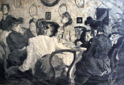 Kaffekränzchen by René Reinicke, 1926 — archival coffee print from Wikimedia Commons (institutional source)
