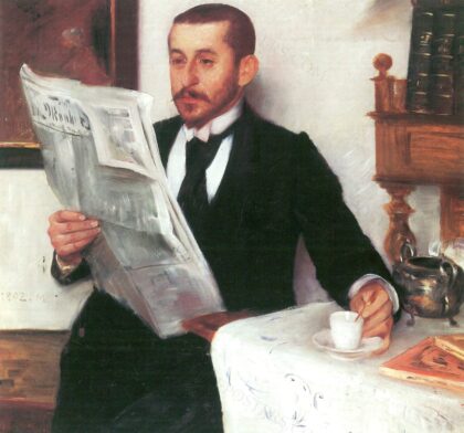 German: Porträt des Malers Benno Becker title QS:P1476,de:"Porträt des Maler… by Lovis Corinth, 1892 — archival coffee print from Wikimedia Commons (institutional source)