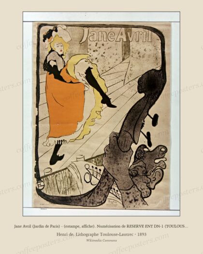 Jane Avril (Jardin de Paris) - (estampe, affiche). Numérisation de RESERVE ENT DN-1 (TOULOUSE-LAUTREC, Henri de -2)-ROUL
