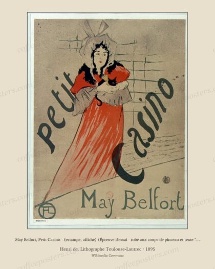 May Belfort, Petit Casino - (estampe, affiche) (Épreuve d'essai - robe aux coups de pinceau et texte "Petit Casino May B