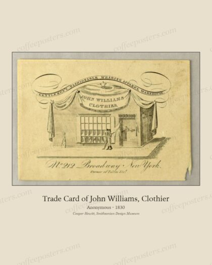 Trade Card of John Williams, Clothier