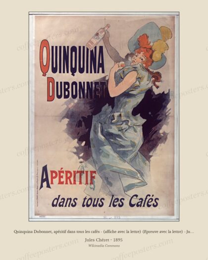 Quinquina Dubonnet, apéritif dans tous les cafés - (affiche avec la lettre) (Epreuve avec la lettre) - Jules Chéret