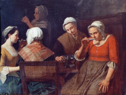 Women drinking coffee by Léonard Defrance, 1763 — archival coffee print from Wikimedia Commons (institutional source)