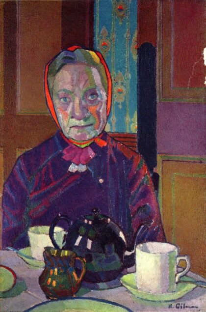 Mrs Mounter at the Breakfast Table by Harold Gilman, c. 1916 — archival coffee print from Wikimedia Commons (institutional source)