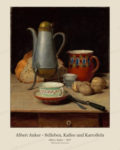 Albert Anker - Stilleben, Kaffee und Kartoffeln
