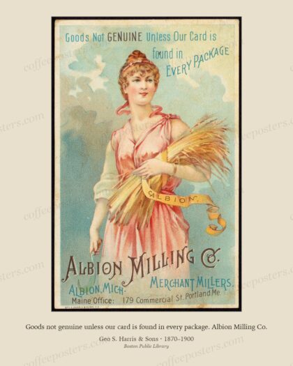 Goods not genuine unless our card is found in every package. Albion Milling Co.