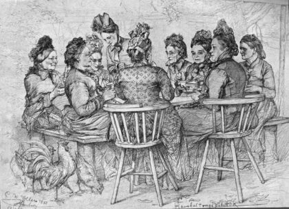Club 30 Haushaltungspolitik (Damenrunde) c by Christian Wilhelm Allers, 1888 — archival coffee print from Wikimedia Commons (institutional source)