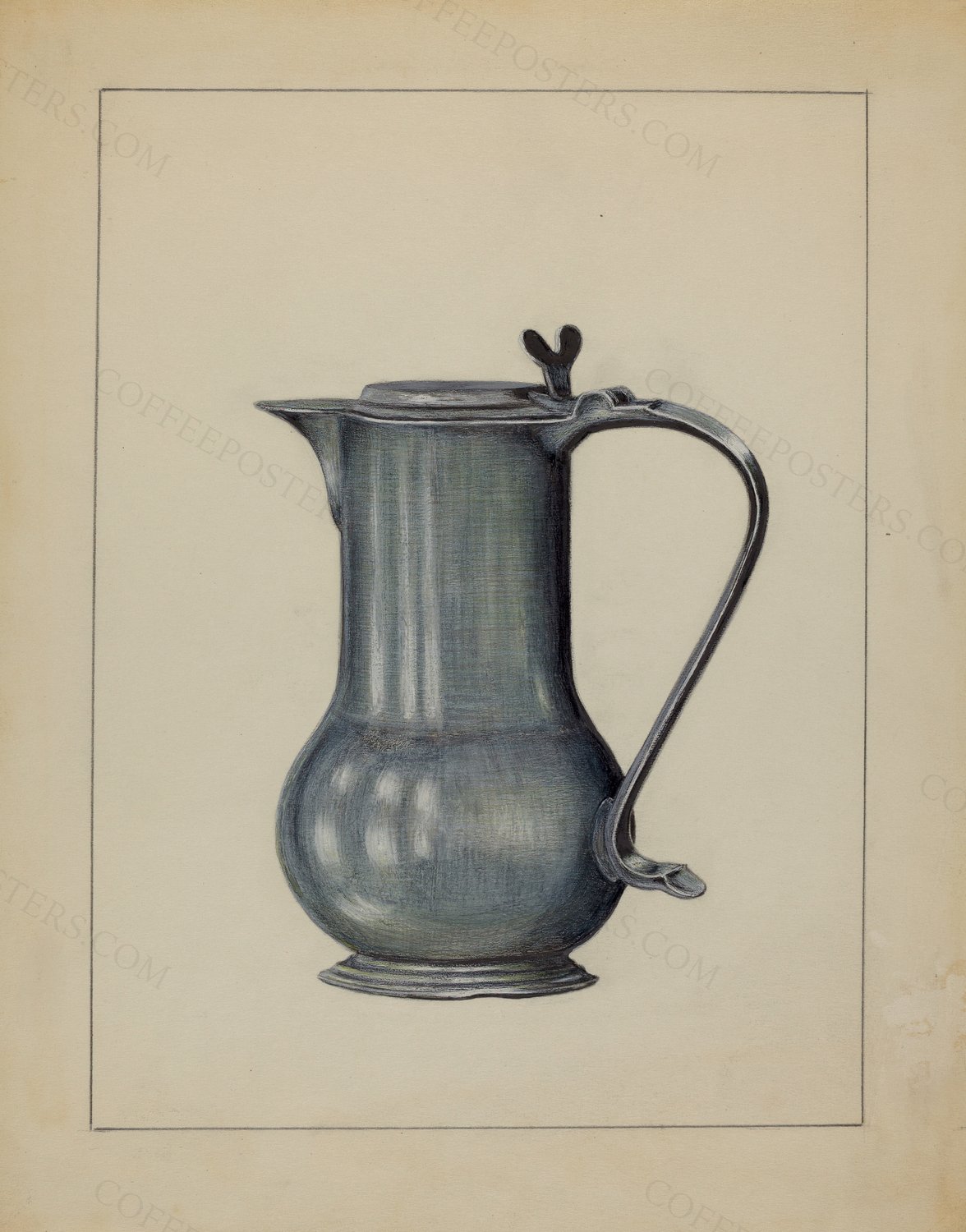 Pewter Coffee Pot by Holger Hansen, 1936 — archival coffee print from The National Gallery, London