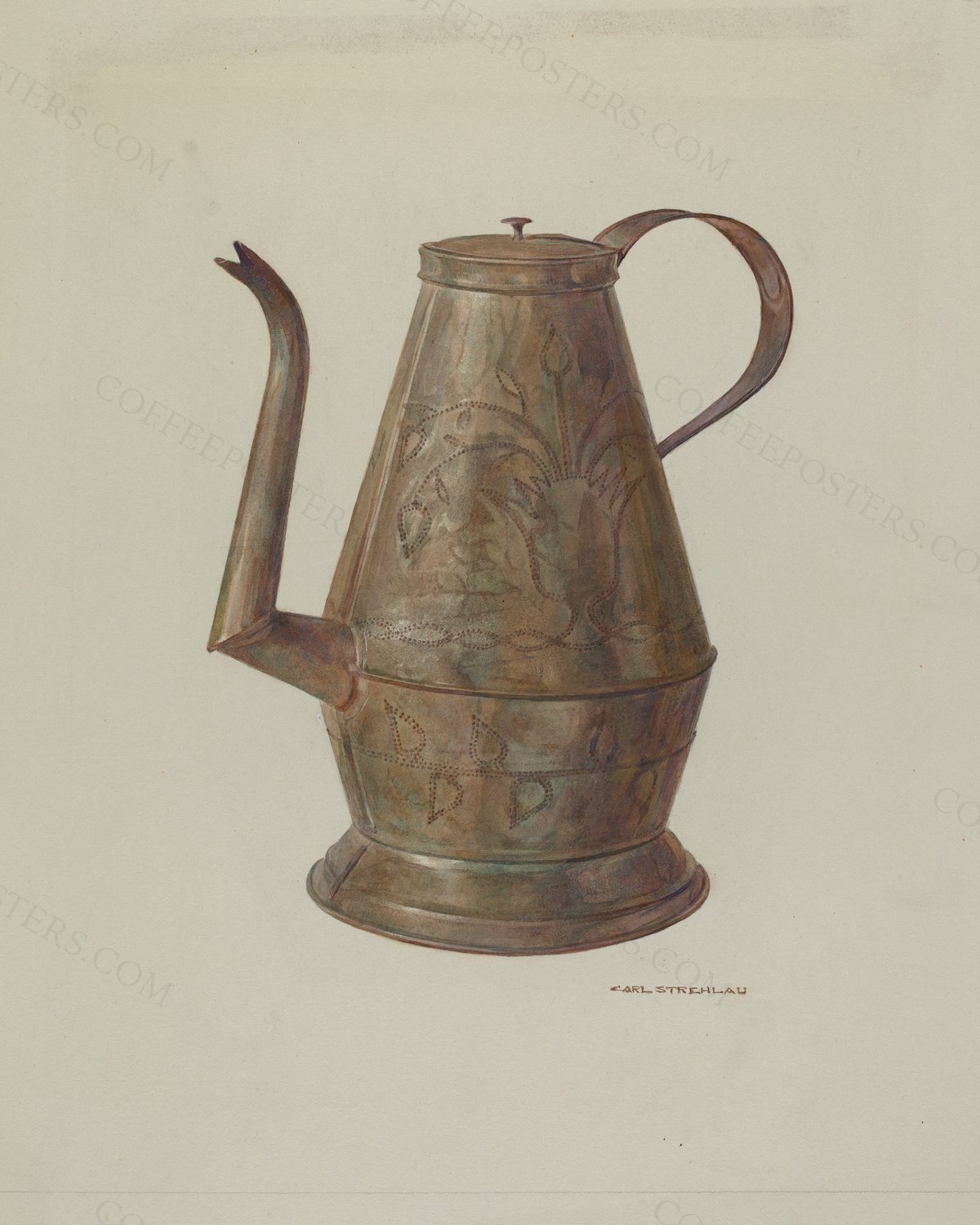 Pa. German Coffee Pot by Carl Strehlau, c. 1939 — archival coffee print from The National Gallery, London