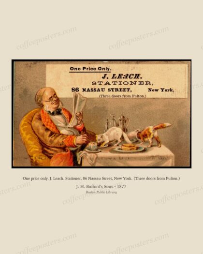 One price only. J. Leach. Stationer, 86 Nassau Street, New York. (Three doors from Fulton.)
