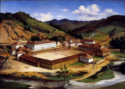 Fazenda de Café do Vale do Paraíba by Benedito Calixto, 2017 — archival coffee print from Museu Paulista da USP, São Paulo