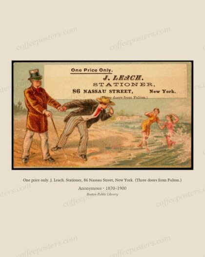 One price only. J. Leach. Stationer, 86 Nassau Street, New York. (Three doors from Fulton.)