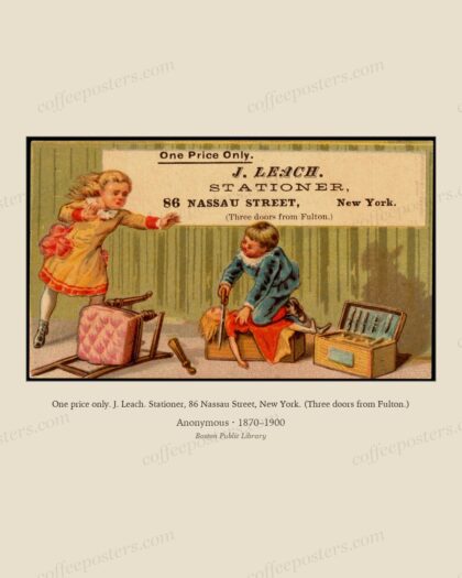 One price only. J. Leach. Stationer, 86 Nassau Street, New York. (Three doors from Fulton.)