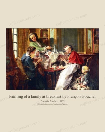 Painting of a family at breakfast by François Boucher