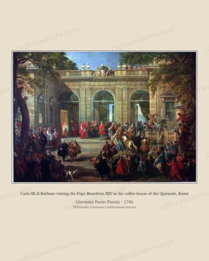 Carlo III di Borbone visiting the Pope Benedetto XIV in the coffee-house of the Quirinale, Rome