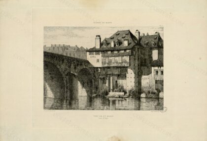Pont de Ste. Marie - Gave d'Aspe by Paul Lafond, 1883 — archival coffee print from Bibliothèque nationale de France (Gallica)