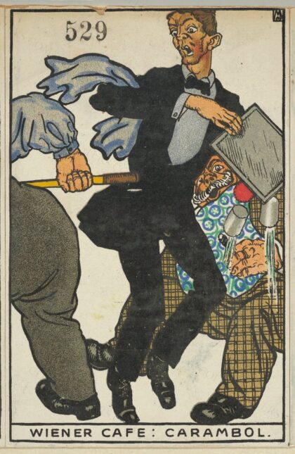 Viennese Café: Carambole (Wiener Café: Carambol) by Moriz Jung / Wiener Werkstätte, 1911 — archival coffee print from Metropolitan Museum of Art, New York