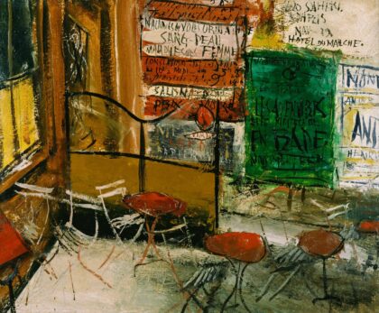 Café Terrace with Posters title QS:P1476,en:"Café Terrace with Posters "label… by Yuzo Saeki, 1927 — archival coffee print from Google Cultural Institute