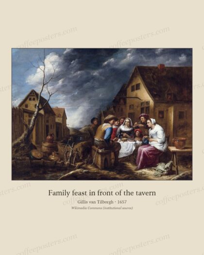 Family feast in front of the tavern
