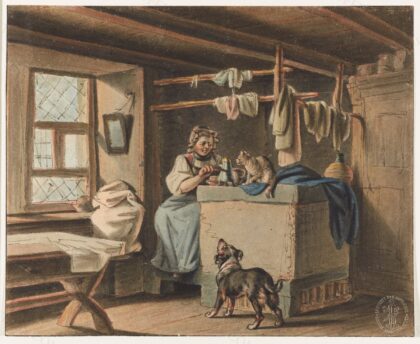 CH-NB - Bauern, häusliche Tätigkeiten - Collection Gugelmann - GS-GUGE-MIND-E-1 by Gottfried Mind, undated — archival coffee print from Wikimedia Commons (institutional source)