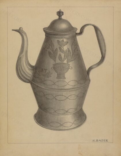 Pa. German Coffee Pot by Herman Bader, c. 1936 — archival coffee print from The National Gallery, London