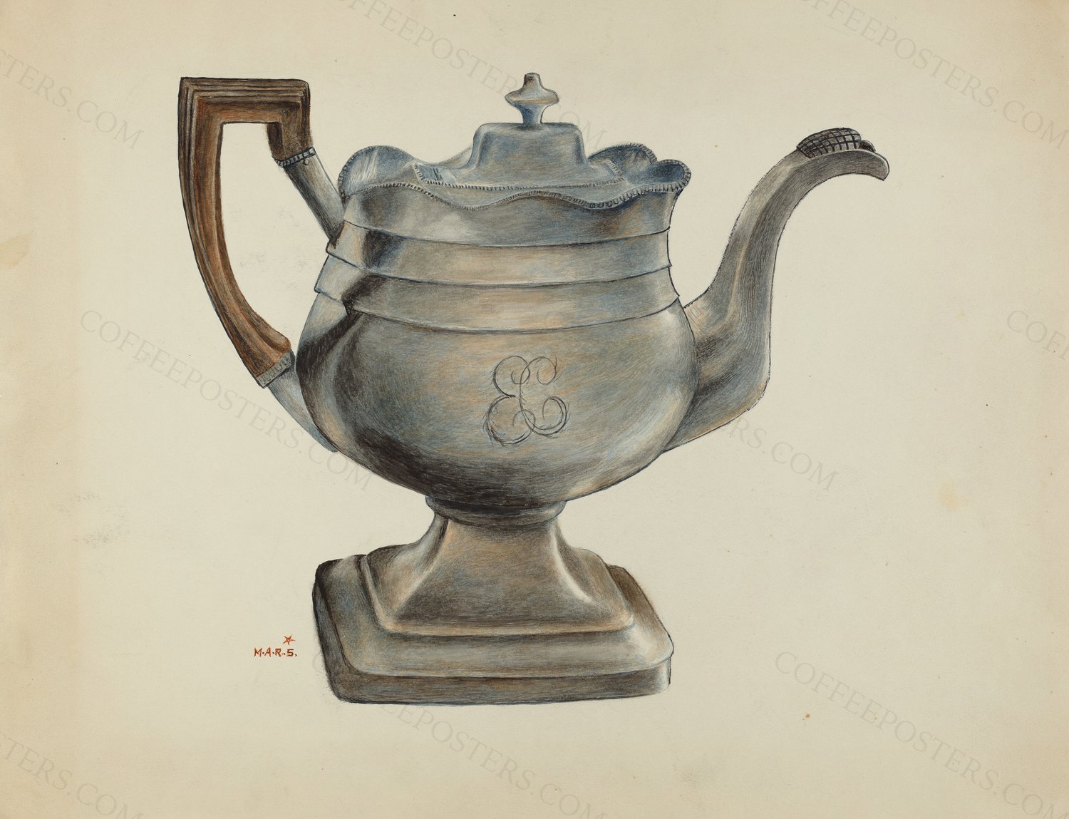 Silver Coffee Pot by Margaret Stottlemeyer, c. 1936 — archival coffee print from The National Gallery, London