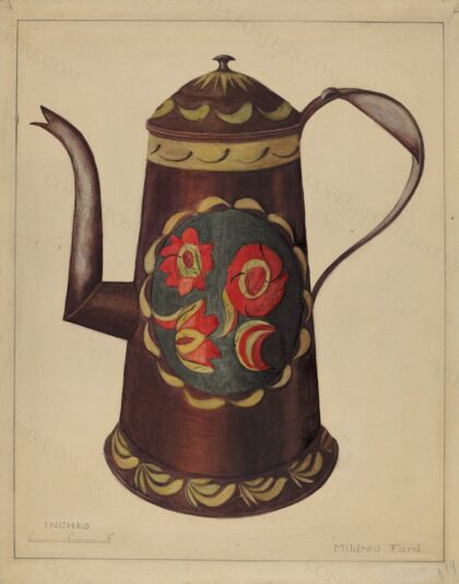 Toleware Coffee Pot by Mildred Ford, 1935 — archival coffee print from The National Gallery, London