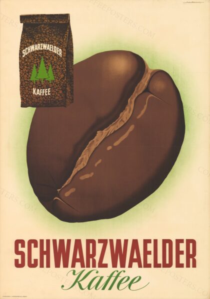 Schwarzwaelder Kaffee’ by Emil Alfred Neukomm, c. 1948 — archival coffee print from Wikimedia Commons (institutional source)
