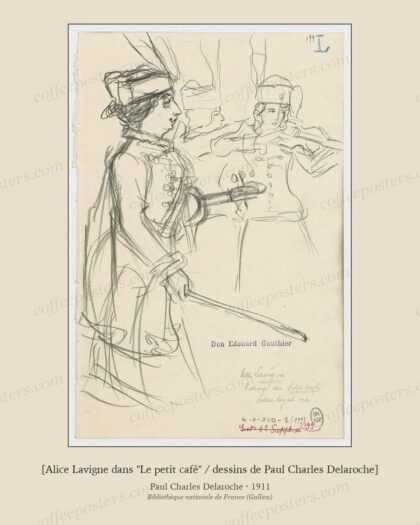 [Alice Lavigne dans "Le petit café" / dessins de Paul Charles Delaroche]