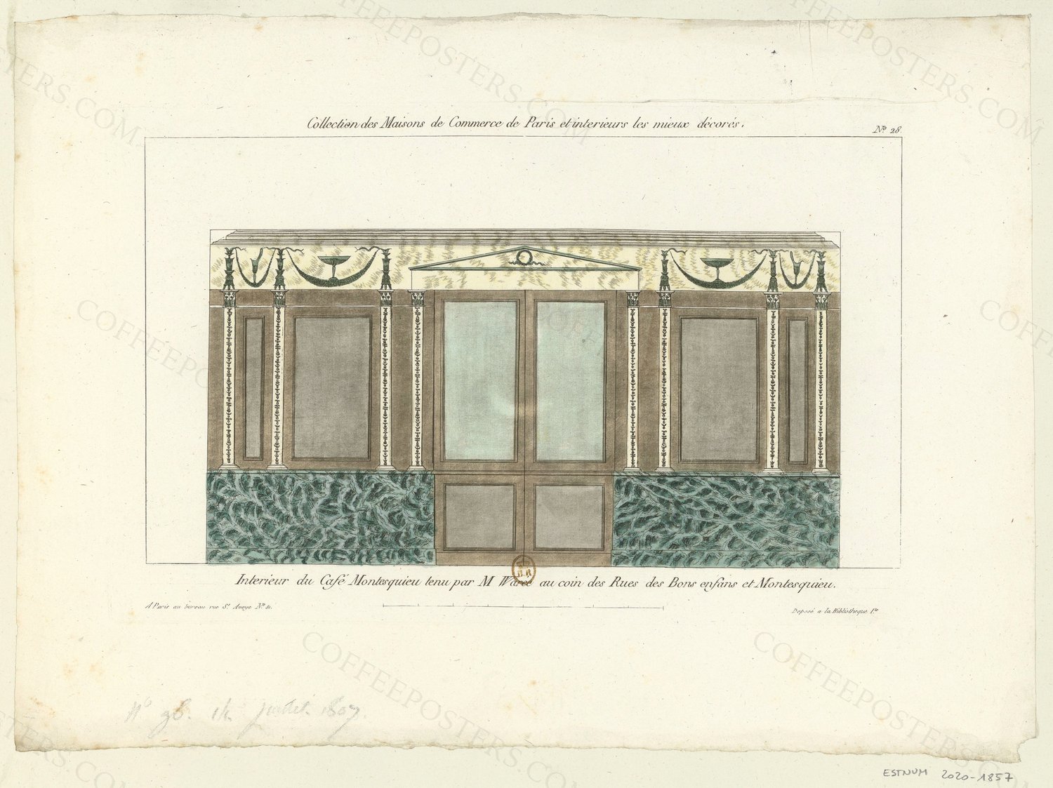 Intérieur du café Montesquieu tenu par M. Warec au coin des Rues des Bons enfans et Montesquieu. // Déposé…