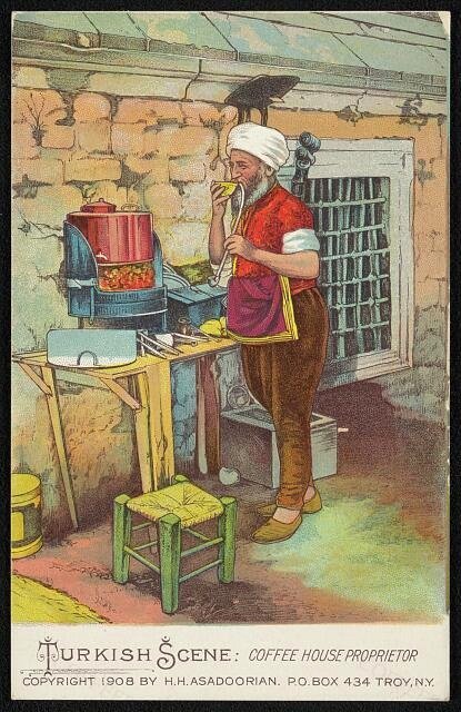 Turkish scene: coffee house proprieter