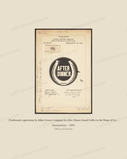 [Trademark registration by Alkire Grocer Company for After Dinner brand Coffee in the Shape of Coffee Beans]