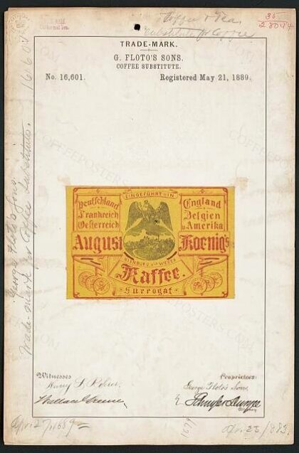 [Trademark registration by G. Floto's Sons for August Koenig's Kaffee