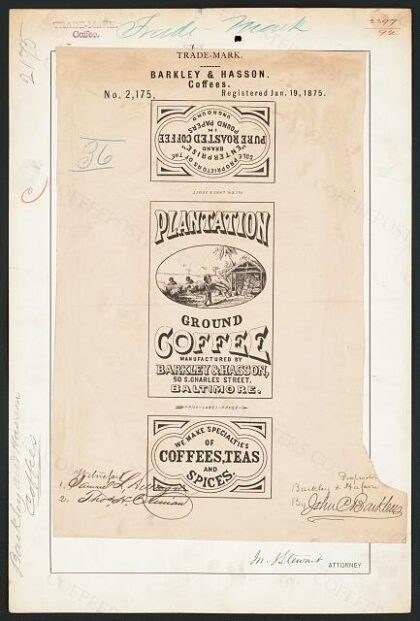 [Trademark registration by Barkley & Hasson for Plantation Ground Coffee brand Coffees]