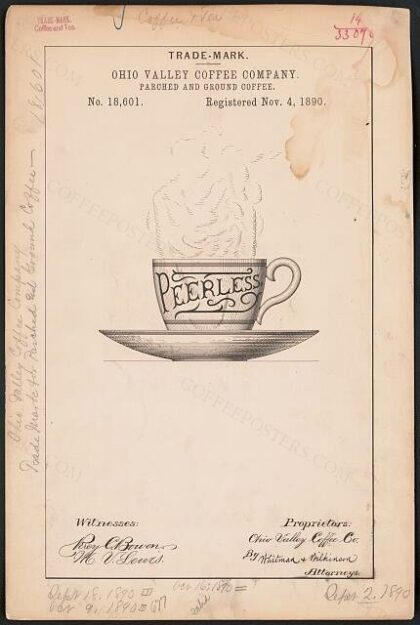 [Trademark registration by Ohio Valley Coffee Company for Peerless brand Parched and Ground Coffee]