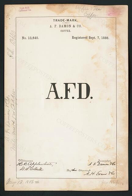 [Trademark registration by A. F. Damon & Co. for A.F.D