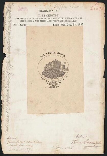 [Trademark registration by T. Symington for The Castle Brand