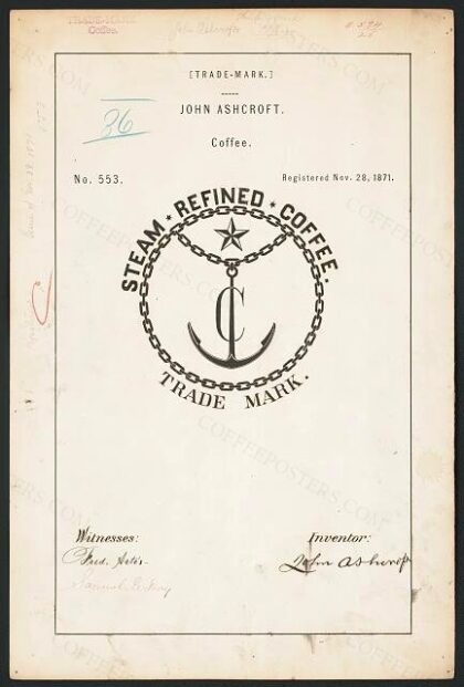 [Trademark registration by John Ashcroft for Steam Refined brand Coffee]