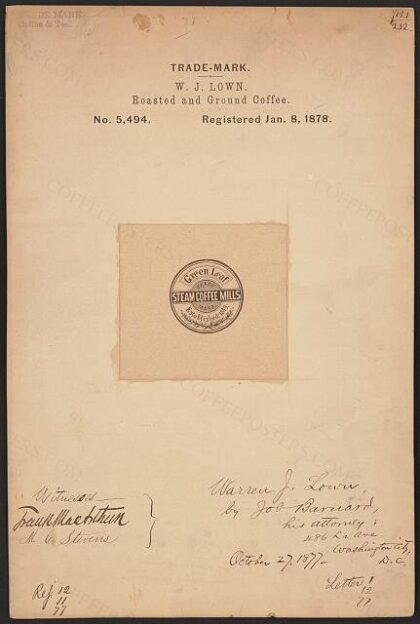 [Trademark registration by W. J