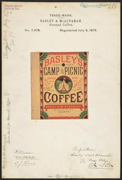 [Trademark registration by Basley & McAlvanah for Basley's Camp & Picnic brand Ground Coffee]