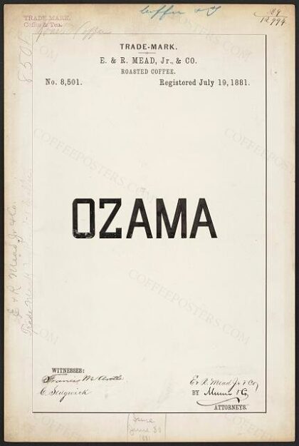 [Trademark registration by E. & R. Mead, Jr., & Co