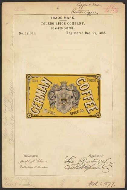 [Trademark registration by Toledo Spice Company for German brand Roasted Coffee]