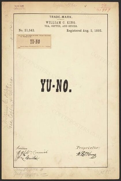 [Trademark registration by William C. King for Yu-No